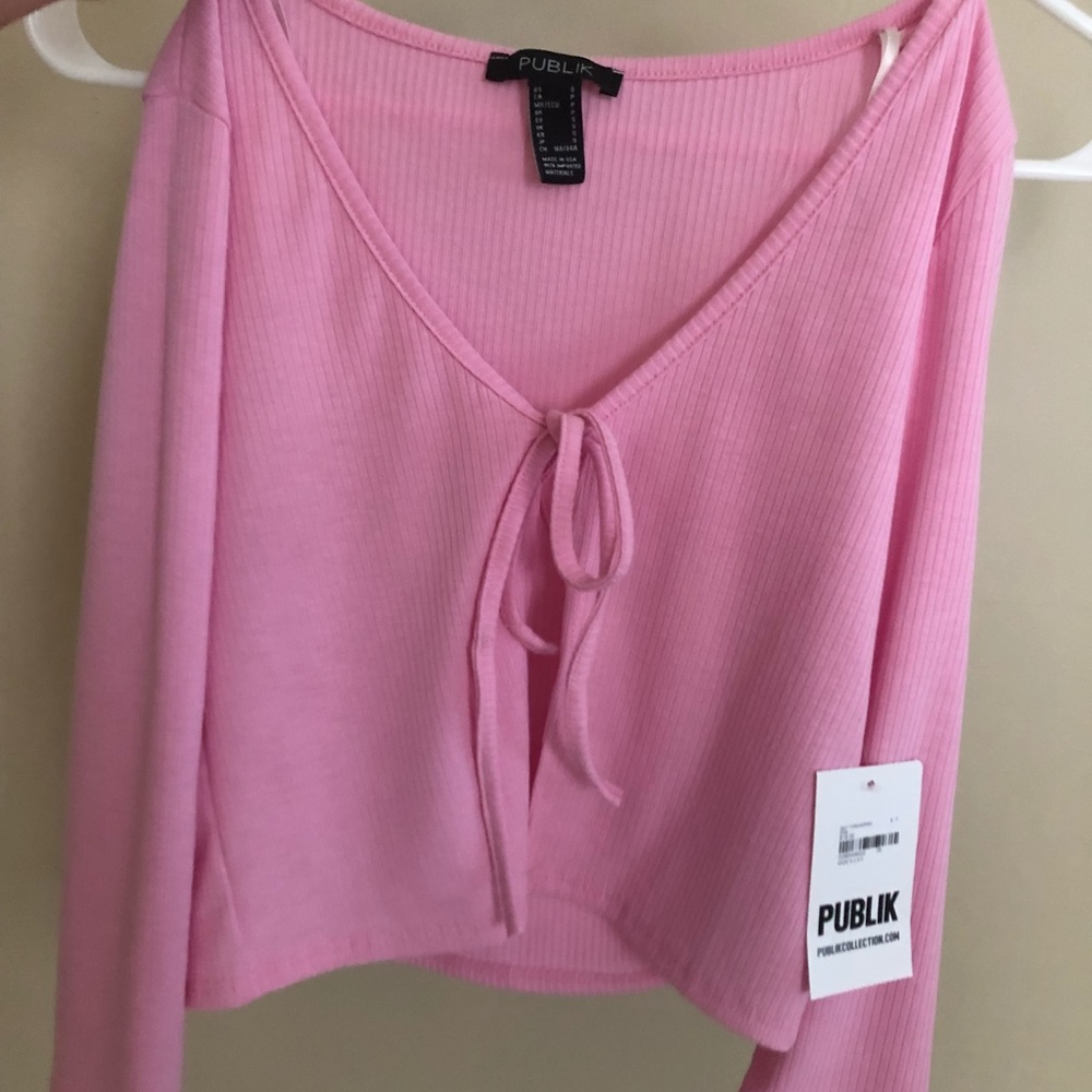 Light pink tie front top